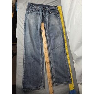 Flypaper Jeans Men's 30X30 Blue Denim Cotton Straight Distress Stitching